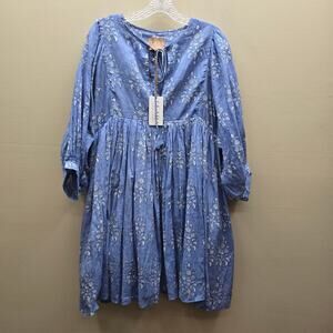 Clara the Label NWT 100% Cotton Clover Mini Dress Bohemian Blue Size Medium